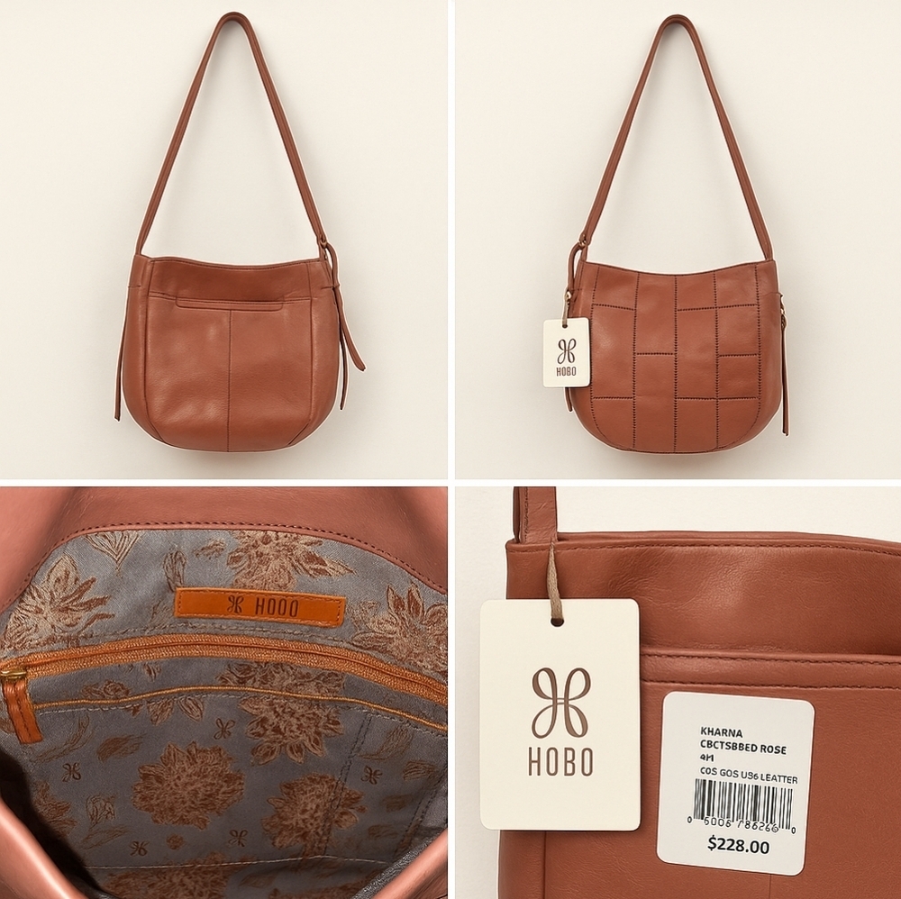 NWT Hobo Kharma Vintage Hide Leather Bag – Burnished Rose Patchwork - Picture 10 of 10